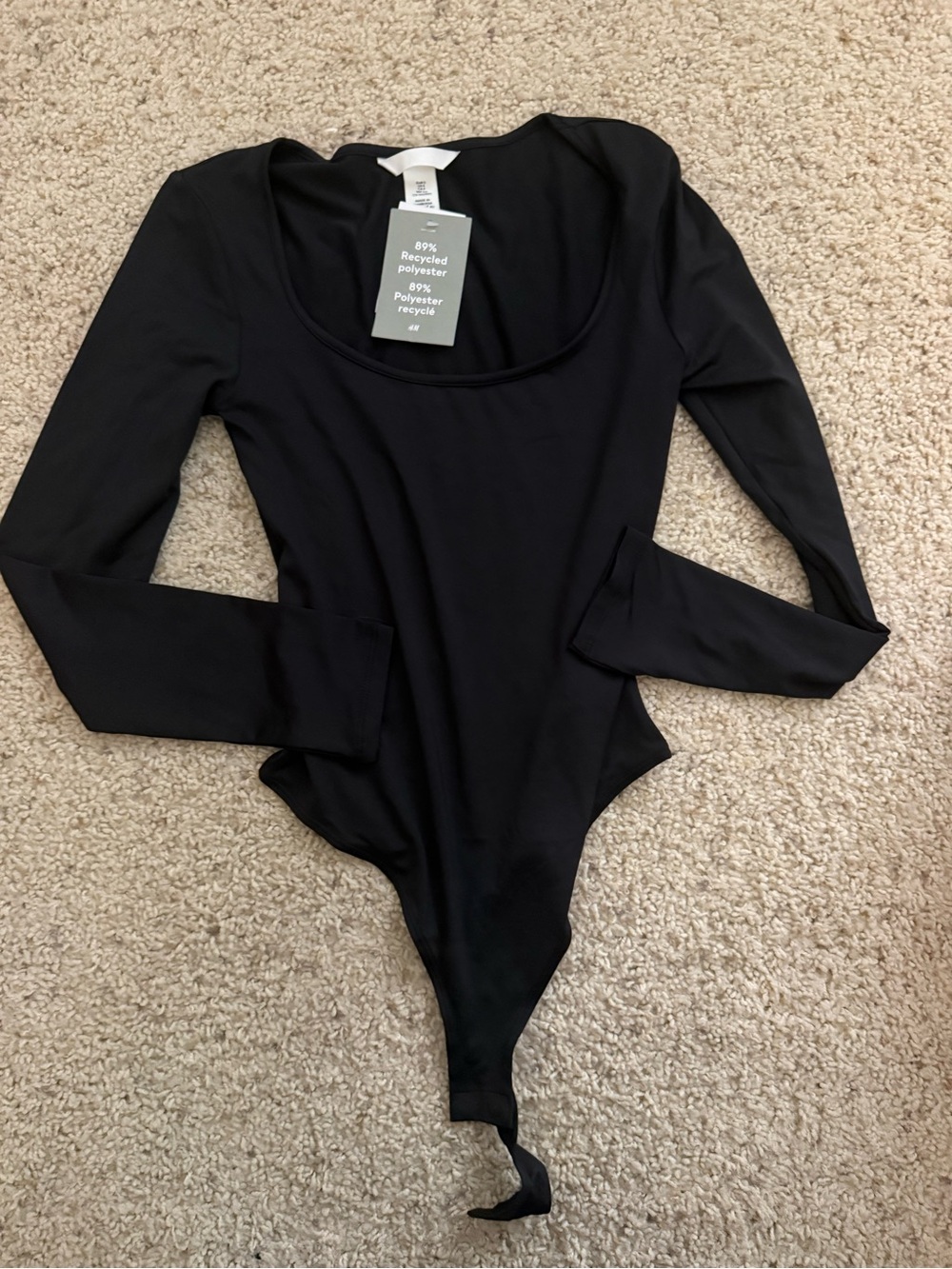 H&M Black Long Sleeve Scoop Bodysuit